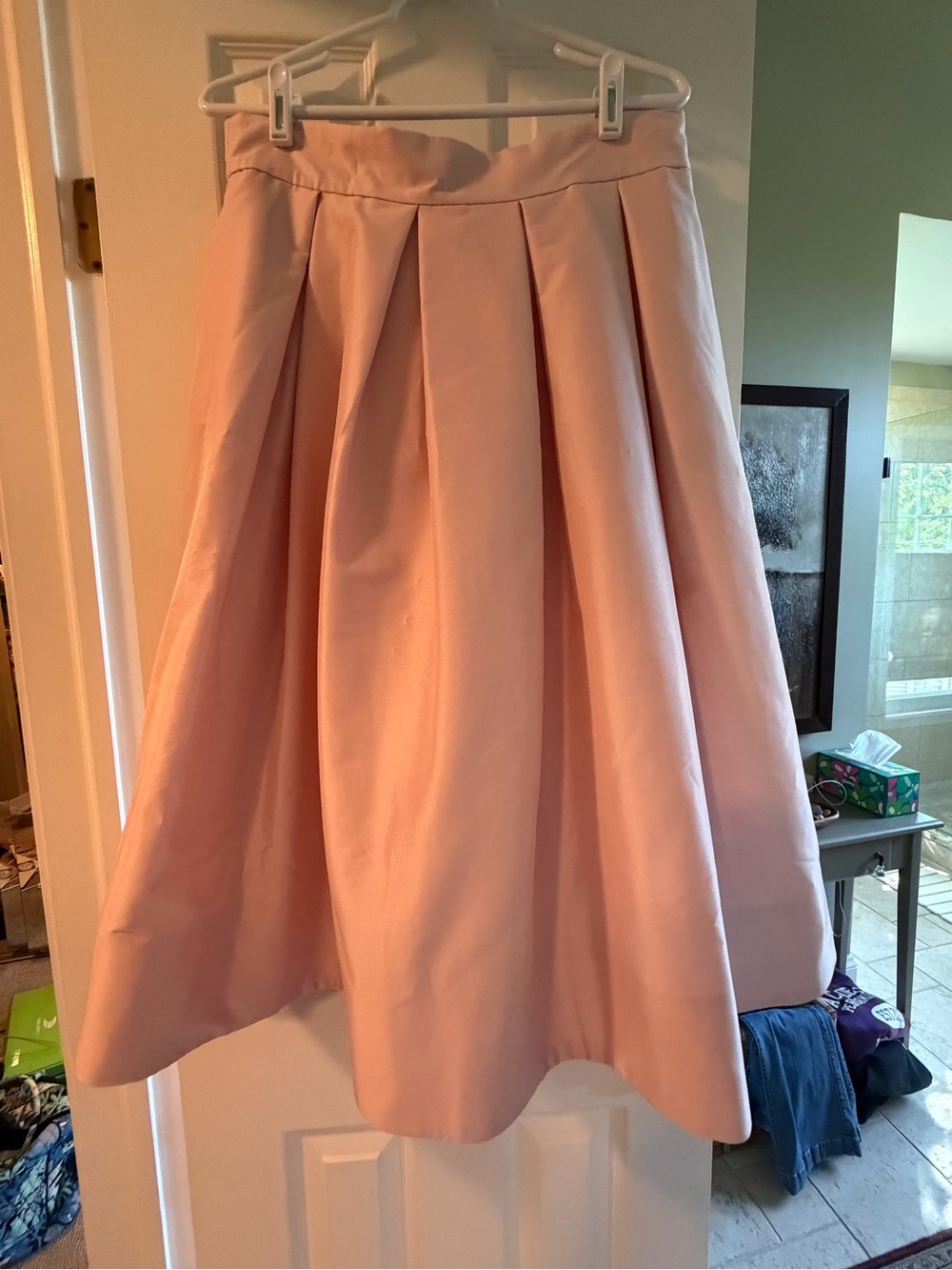White House Black Market Blush Pink Pleated Midi Skirt